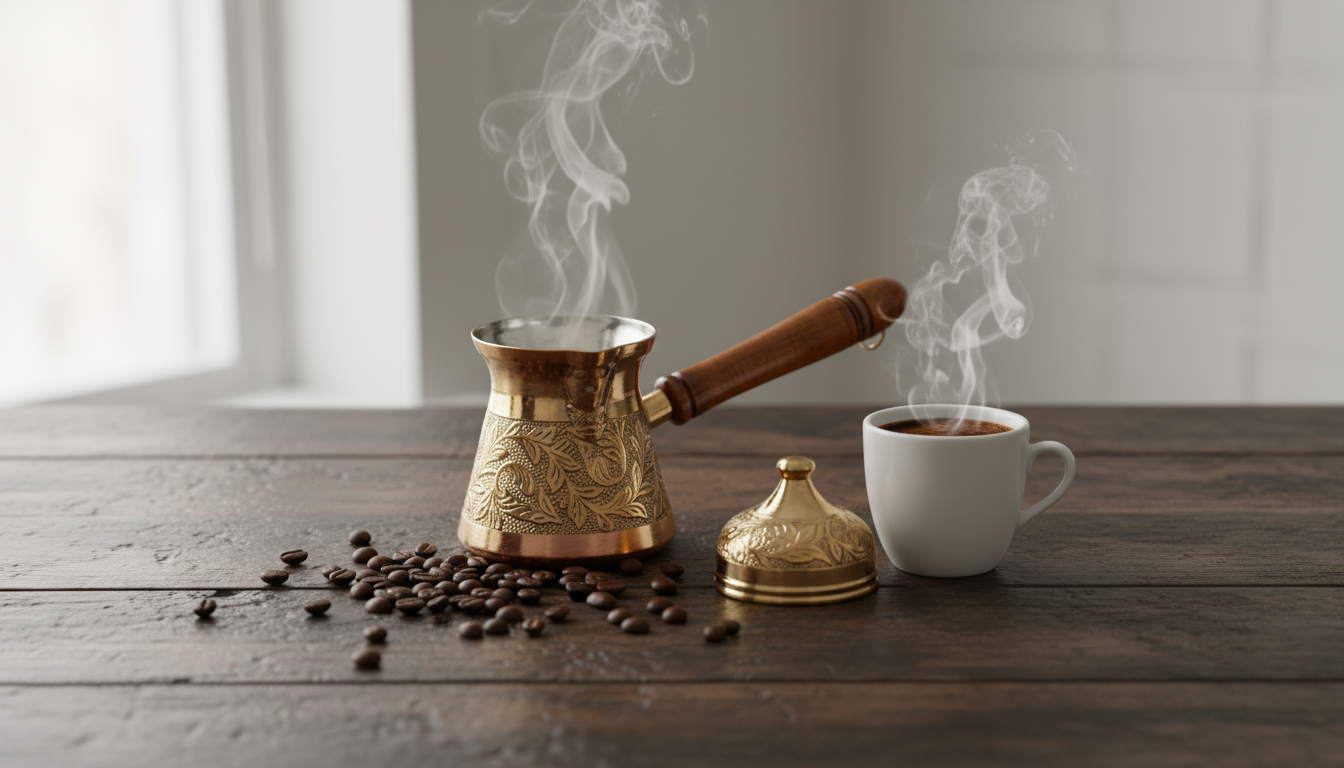 Brass Coffee Pot - Engraved Design
