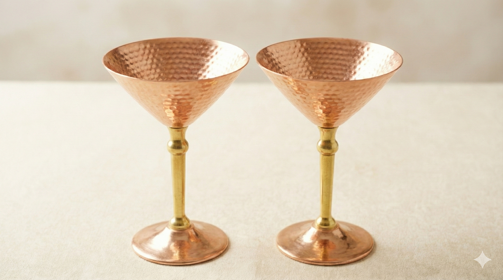 Martini Glass - Copper - Hammered Finish
