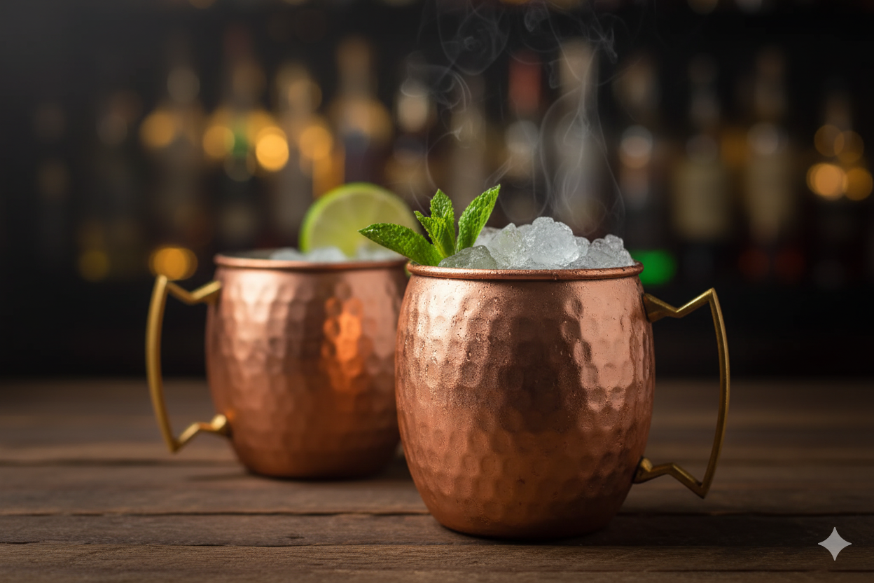 Moscow Mule Mug - Hammered Copper with Brass Handle
